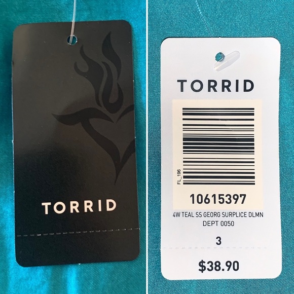 🆕 TORRID ⭐️ Teal Georgette Surplice Dolman Top - Picture 12 of 13